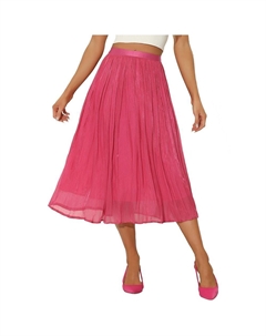 Плиссированная юбка-миди для женщин, повседневная юбка-гармошка с эластичной резинкой на талии, цвет Hot Pink Allegra k