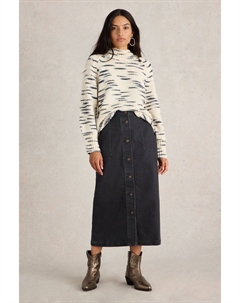 Юбка миди из денима Colleen, черный White stuff