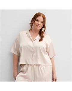 Атласный пижамный топ с короткими рукавами и воротником больших размеров, цвет Shell Sonoma goods for life