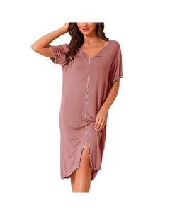 Женская ночная рубашка с v-образным вырезом и коротким рукавом, пуловер, пижама, ночная рубашка, розовый Cheibear