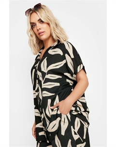 Рубашка с короткими рукавами и принтом «Листва», черный Yours curve