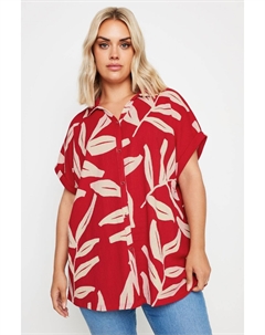 Рубашка с короткими рукавами и принтом «Листва», красный Yours curve