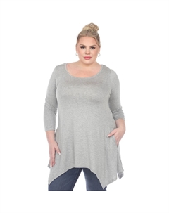 Туника больших размеров с платком и подолом, цвет Heather Grey Wm fashion