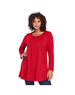 Женская мягкая трикотажная туника больших размеров Roaman с длинными рукавами и двумя карманами, цвет Vivid Red Roaman's