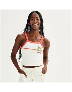 Укороченная майка Juniors' с рисунком пальмы, цвет Cream So