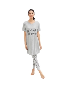 Женские леггинсы для сна больших размеров с отделкой в ​​рубчик, цвет Heather Grey Floral Ellos