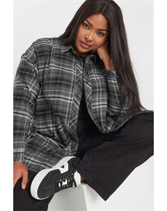Рубашка свободного покроя в клетку, серый Yours curve