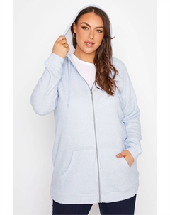 Мягкая на ощупь ребристая толстовка с капюшоном и застежкой молнией, синий Yours curve