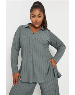 Рубашка с фактурной полоской, серый Yours curve