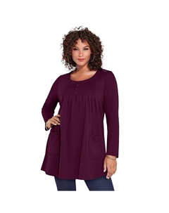 Женская мягкая трикотажная туника больших размеров Roaman с длинными рукавами и двумя карманами, цвет Dark Berry Roaman's
