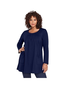 Женская мягкая трикотажная туника больших размеров Roaman с длинными рукавами и двумя карманами, темно-синий Roaman's