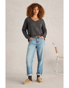 Фактурный джемпер с V образным вырезом, зеленый White stuff