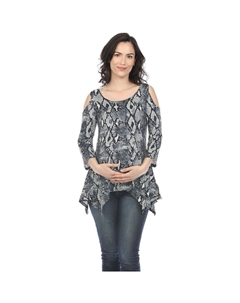 Туника с открытыми плечами и змеиным принтом для беременных, серый Wm fashion