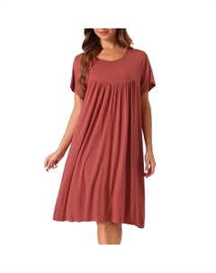 Женская ночная рубашка, хлопковая пижама с коротким рукавом, уютная свободная ночная рубашка, большие размеры S-3xl, цвет Brick Red Cheibear