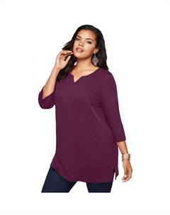 Женская мягкая трикотажная туника больших размеров Roaman с вырезом три четверти и вырезом, цвет Dark Berry Roaman's