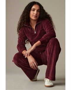 Свитшот из мягкого на ощупь бархатного трикотажа с застежкой молнией на четверть дюйма, красный Next