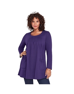 Женская мягкая трикотажная туника больших размеров Roaman с длинными рукавами и двумя карманами, цвет Midnight Violet Roaman's