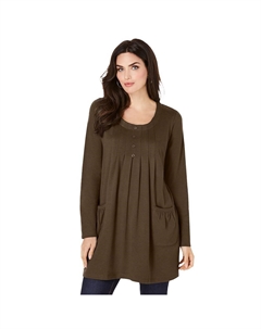 Женская мягкая трикотажная туника больших размеров Roaman с длинными рукавами и двумя карманами, цвет Chocolate Roaman's