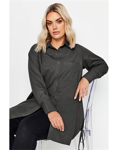 Рубашка из поплина с завязками по бокам, серый Yours curve