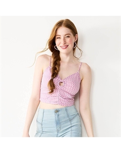 Укороченная майка с вырезом на бретельках для подростков, цвет Pink Wave Print So