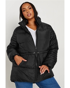 Утепленное пальто с завязками, черный Yours curve