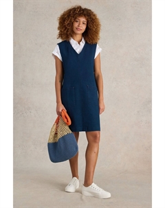 Платье пинни из джерси из кленового денима, синий White stuff