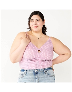 Укороченная майка для подростков больших размеров с вырезом на бретельках, цвет Pink Wave Print So