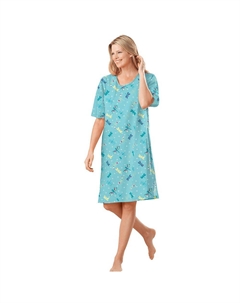Женская ночная рубашка с короткими рукавами больших размеров, цвет Aqua Mint Dragonfly Dreams & co.