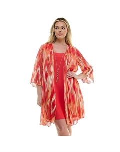 Комплект из 2 предметов больших размеров: кардиган с рукавами-колокольчиками и воротником-стойкой, цвет Coral Peach Tan Luxology