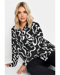 Рубашка свободного кроя с абстрактным волнистым принтом, черный Yours curve