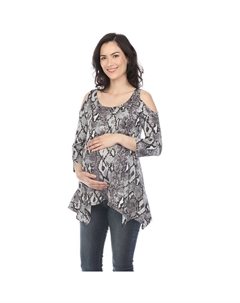 Туника с открытыми плечами и змеиным принтом для беременных, белый Wm fashion