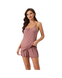 Женская одежда для дома, однотонные топы на бретельках с шортами, пижамные комплекты, розовый Cheibear