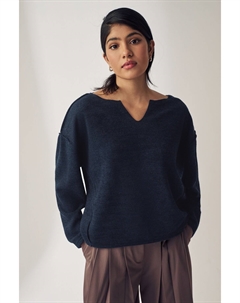 Джемпер в рубчик с длинными рукавами и вырезом под горло, синий Next