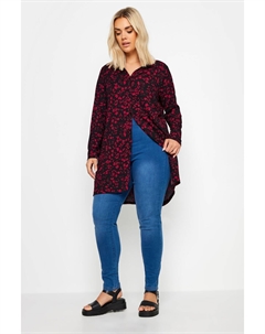 Текстурированная рубашка с цветочным принтом, черный Yours curve