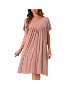 Женская ночная рубашка, хлопковая пижама с коротким рукавом, уютная свободная ночная рубашка, большие размеры S-3xl, розовый Cheibear