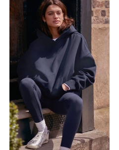 Толстовка свободного кроя из плотной ткани с начесом, удлиненная, с капюшоном, синий Next