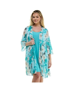 Комплект из 2 предметов больших размеров: кардиган с рукавами-колокольчиками и воротником-стойкой, цвет Mint Gray Taupe Luxology