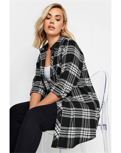 Рубашка бойфренда в клетку с начесом, черный Yours curve