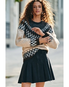 Мини юбка из 100% хлопка с плиссировкой из денима, черный Next