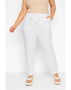 Льняные вискозные брюки джоггеры, белый Yours curve