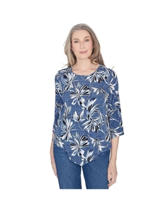 Женский элегантный топ с цветочным принтом и колье, цвет Denim Alfred dunner