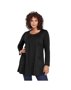 Женская мягкая трикотажная туника больших размеров Roaman с длинными рукавами и двумя карманами, черный Roaman's