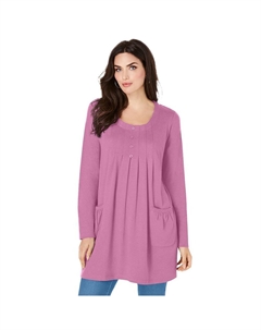 Женская мягкая трикотажная туника больших размеров Roaman с длинными рукавами и двумя карманами, цвет Mauve Orchid Roaman's