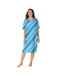 Женская ночная рубашка с короткими рукавами больших размеров, цвет Paradise Blue Multi Dreams & co.