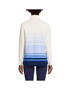 Женский флисовый пуловер в полоску с омбре и молнией 1/4 на кокетке Lands End, цвет Rhubarb Ombre Stripe Lands' end