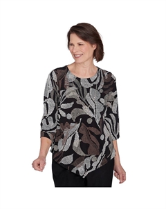 Женский фактурный топ с листьями, черный Alfred dunner