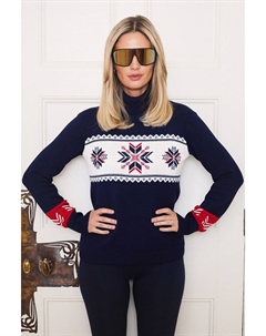 Рождественский облегающий джемпер Snowflake, синий The little tailor