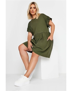 Платье с оборками и эффектом кислотной стирки, зеленый Yours curve