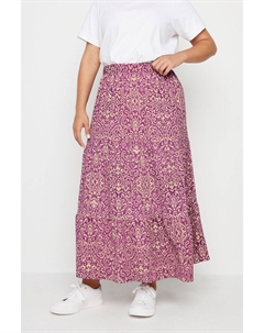 Юбка макси с текстурированным узором пейсли, розовый Yours curve