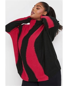 Джемпер свободного кроя с цветными блоками и завитками, красный Yours curve